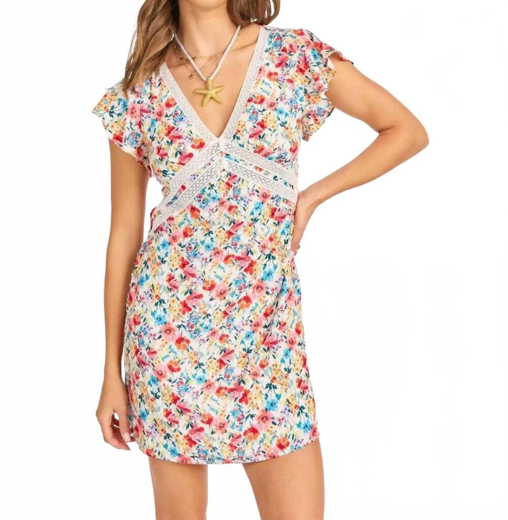 NEW SADIE & SAGE women's cover v neck mini dress in multi